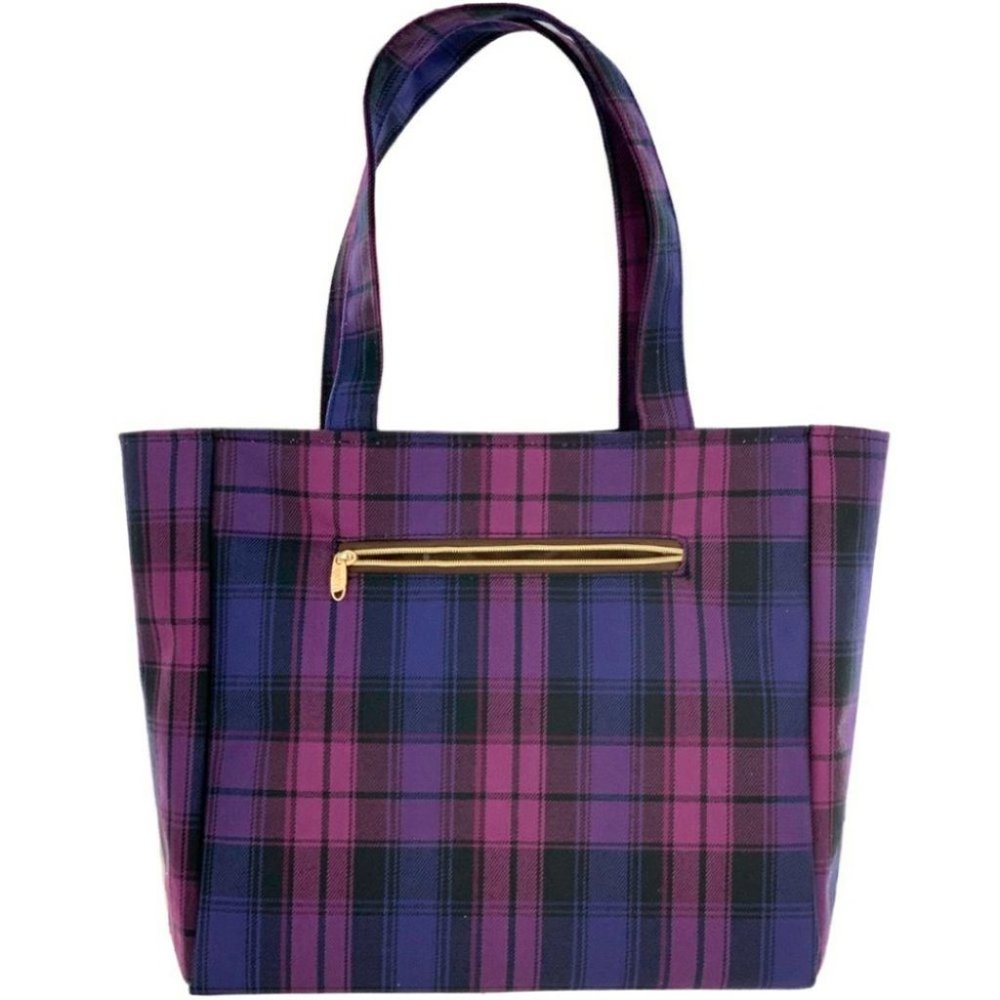 Waterproof Plaid Medium Tote Shoulder Handbag - Picture 3 of 14